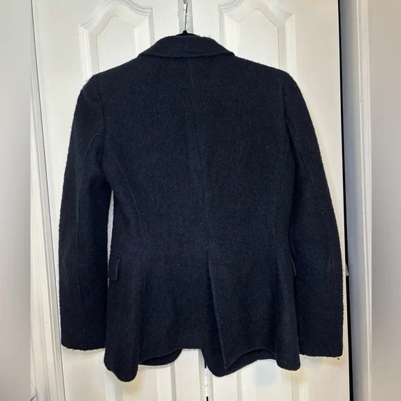 Massimo Dutti - Long Sleeve Women’s Business Casual Office Navy Blue Wool Blazer - Picture 2 of 11